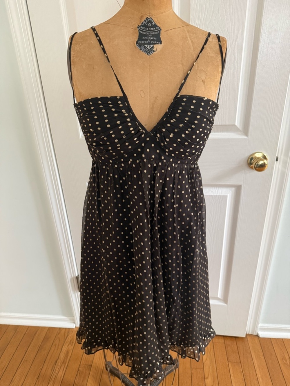 Betsey Johnson Black Spaghetti-Strap Polka Dot Mini Dress